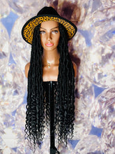 Load image into Gallery viewer, Black w/Leopard Bottom Fedora ((Hat)) Wig
