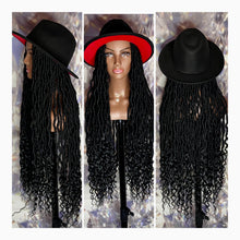 Load image into Gallery viewer, Black w/Red Bottom Fedora ((Hat)) Wig
