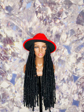 Load image into Gallery viewer, Red w/Black Bottom Fedora ((Hat)) Wig
